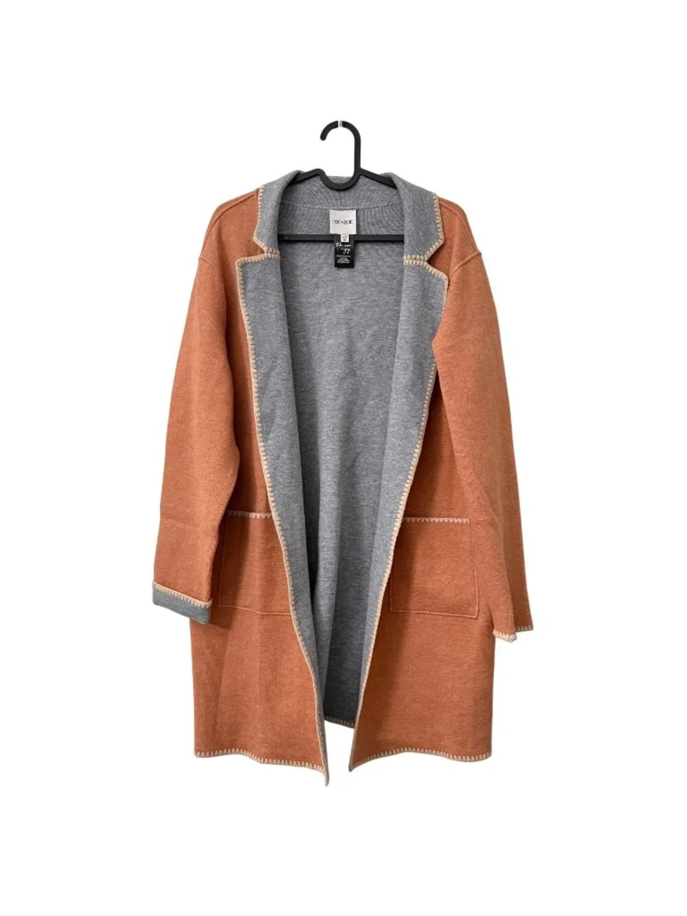 Nic Zoe Terracotta Embroidered Trim Sweater Duster Cardigan Womens Size Medium